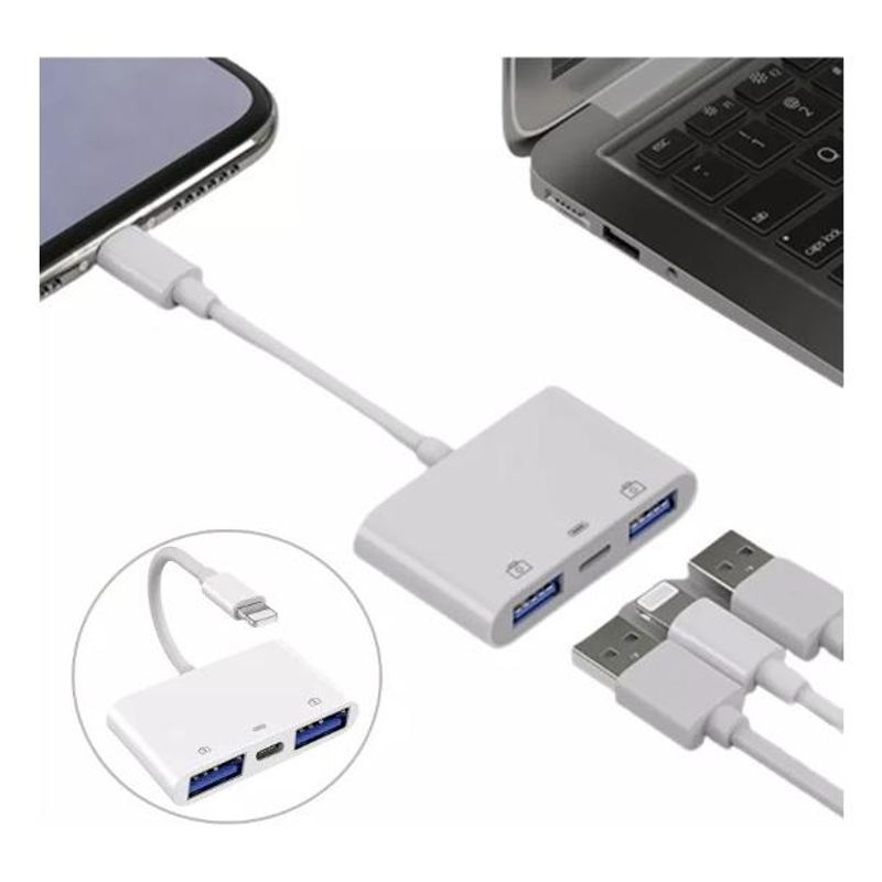 GENERICO - Adaptador Lightning a USB 3 en 1 para iPhone y iPad