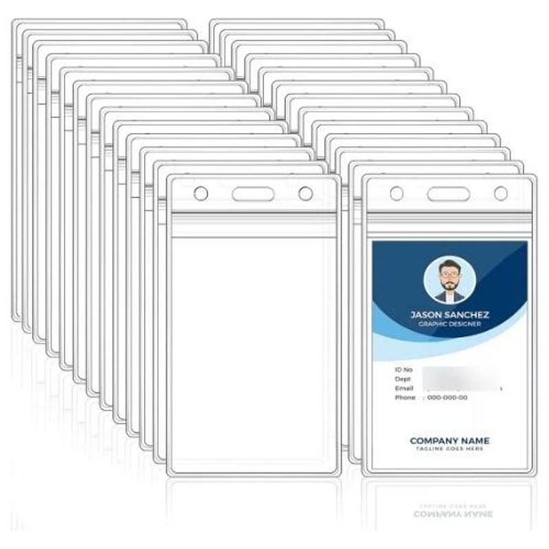 GENERICO - Pack de 100 Porta Credenciales Transparentes Verticales
