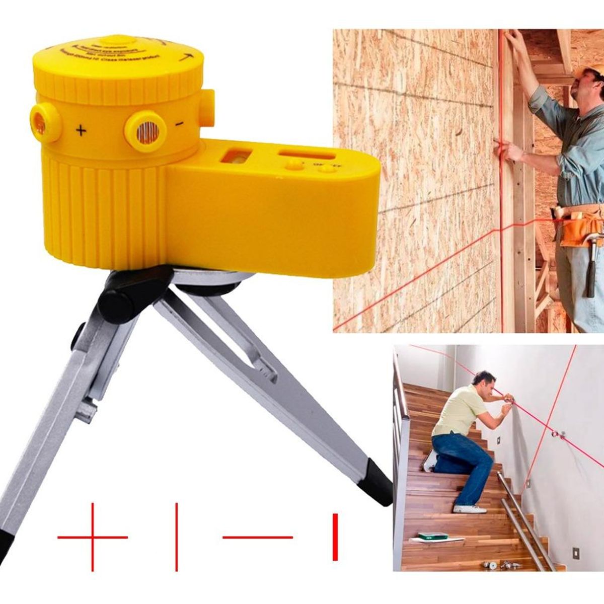 GENERICO - Nivel Láser Profesional 4 en 1 con Trípode Amarillo