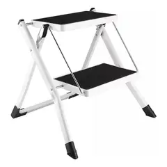 GENERICO - Escalera Plegable 2 Peldaños Ultra Compacta Color Blanco