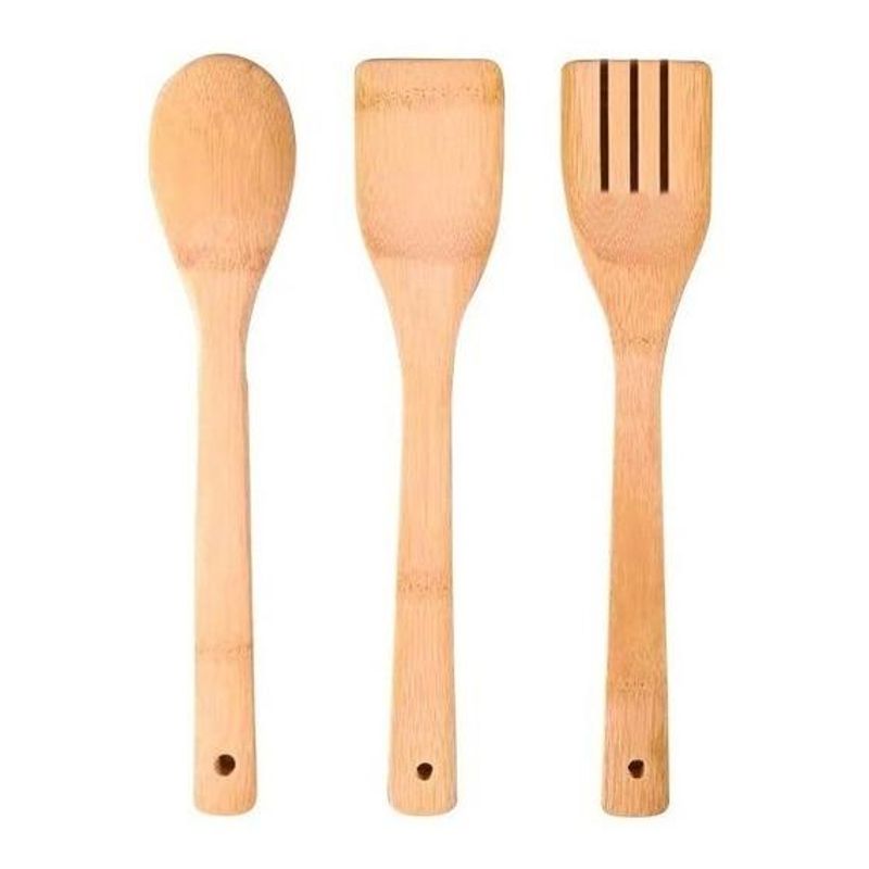 GENERICO - Set de 3 Utensilios de Cocina de Madera Natural