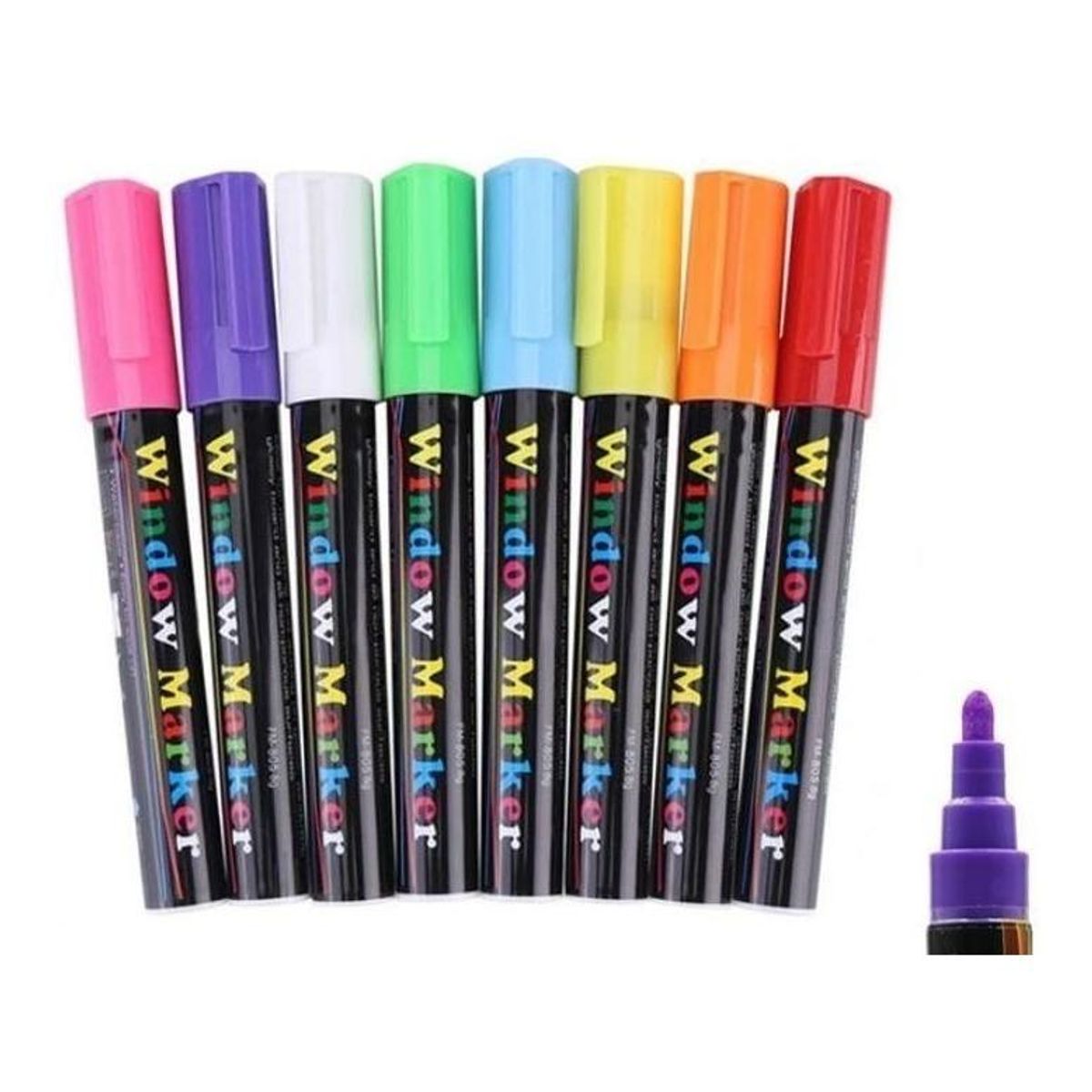 GENERICO - Set de 8 Plumones de Tiza Líquida para Pizarra y Vidrio