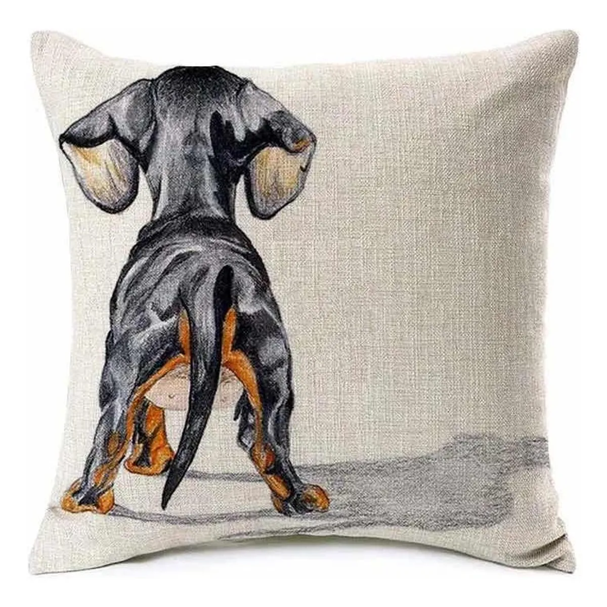 GENERICO - Funda de Cojín Decorativa para Perro Salchicha 45x45 Cm