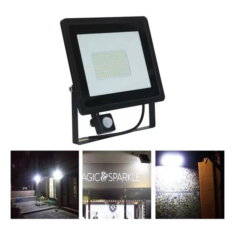 GENERICO - Foco LED 100W con Sensor de Movimiento Resistente al Agua