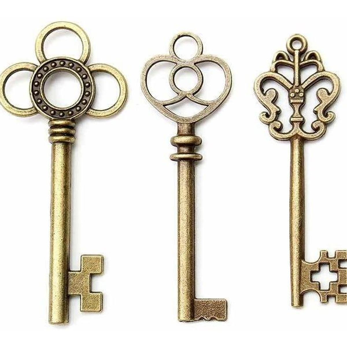 GENERICO - Pack de 4 Llaves Vintage Decorativas de Bronce