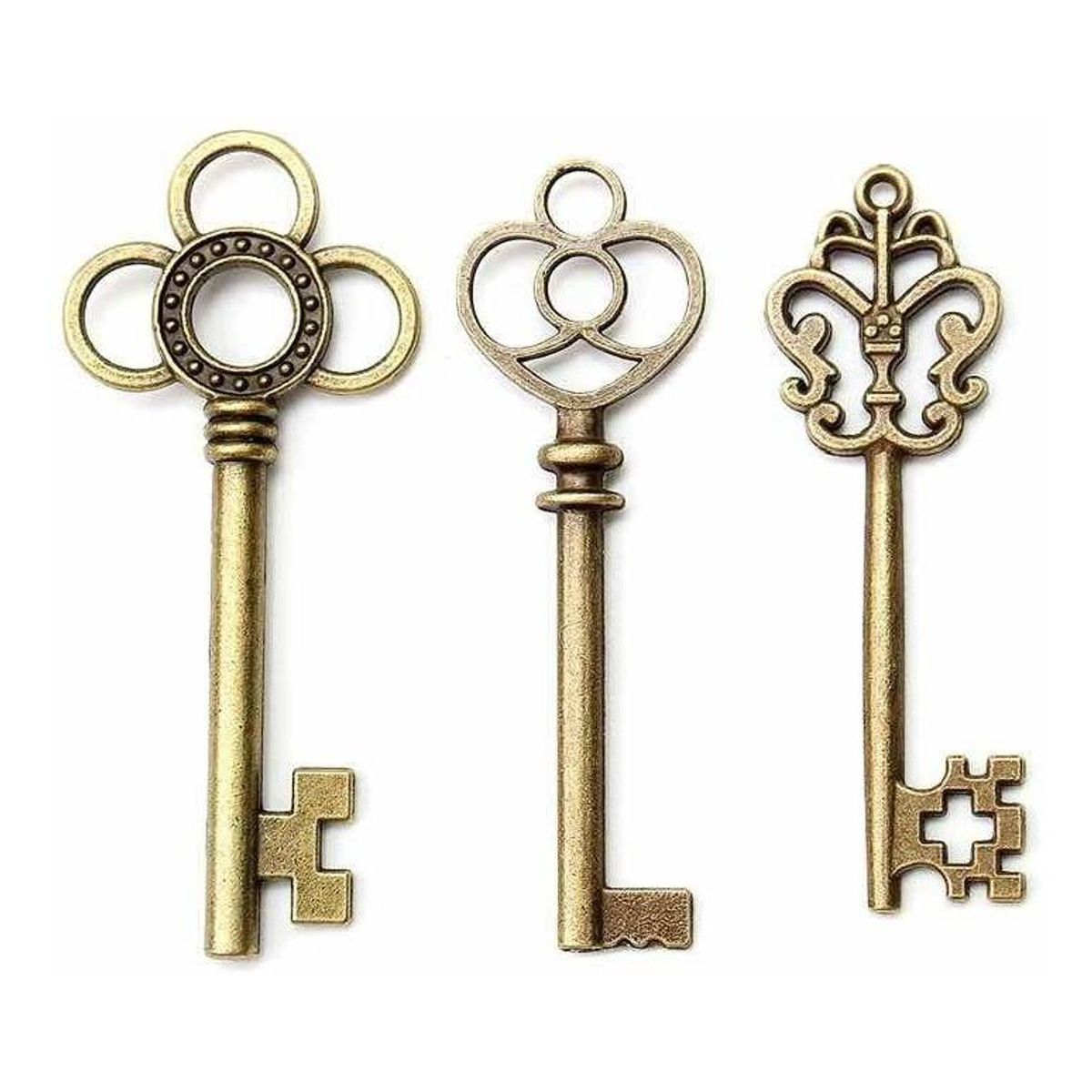 GENERICO - Pack de 4 Llaves Vintage Decorativas de Bronce