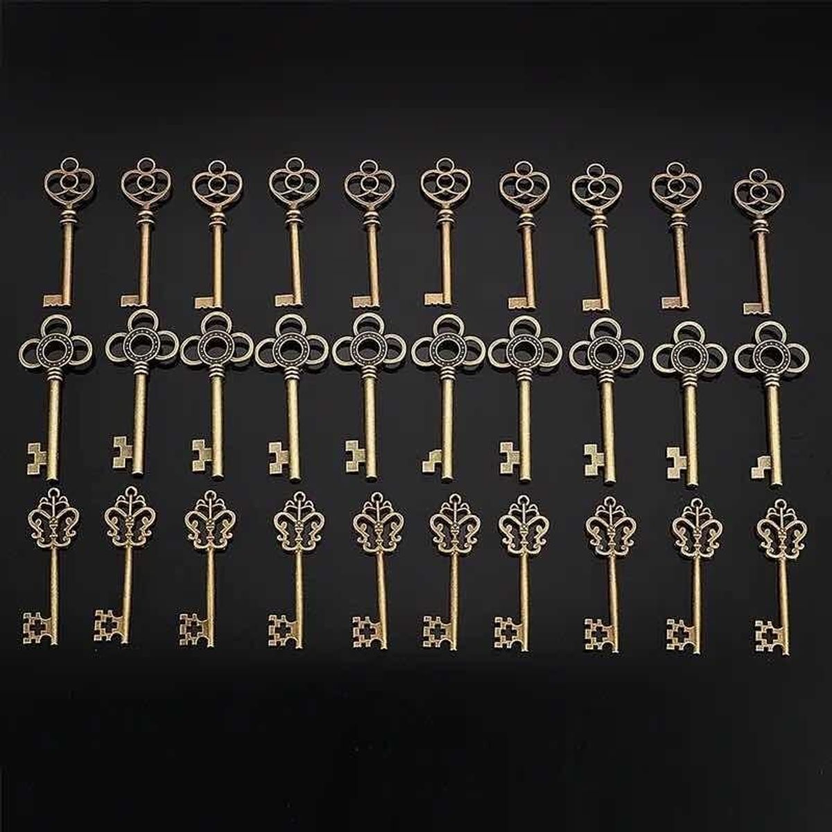 GENERICO - Pack de 4 Llaves Vintage Decorativas de Bronce