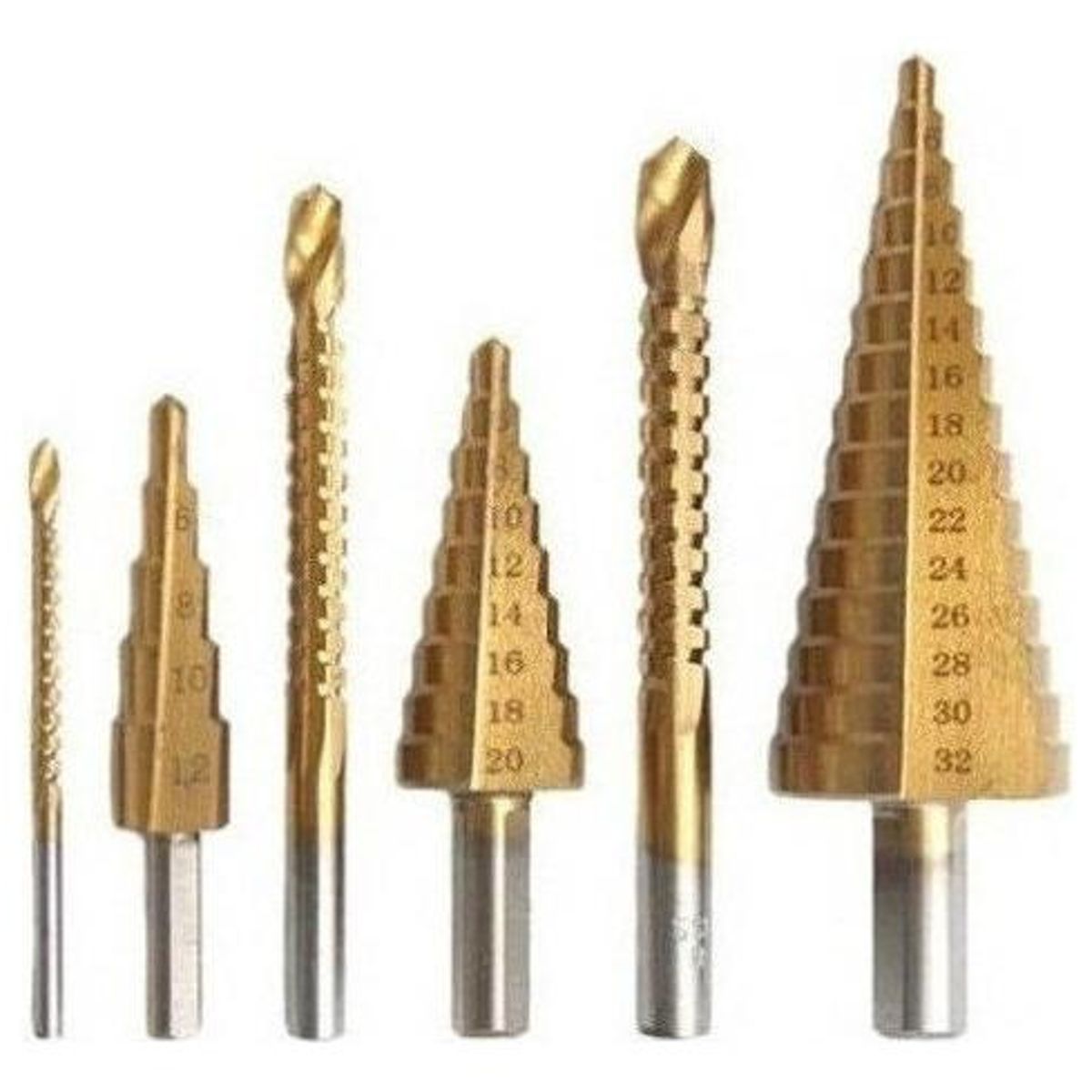 GENERICO - Juego de 6 Brocas de Sierra Escalonada de Acero de Titanio