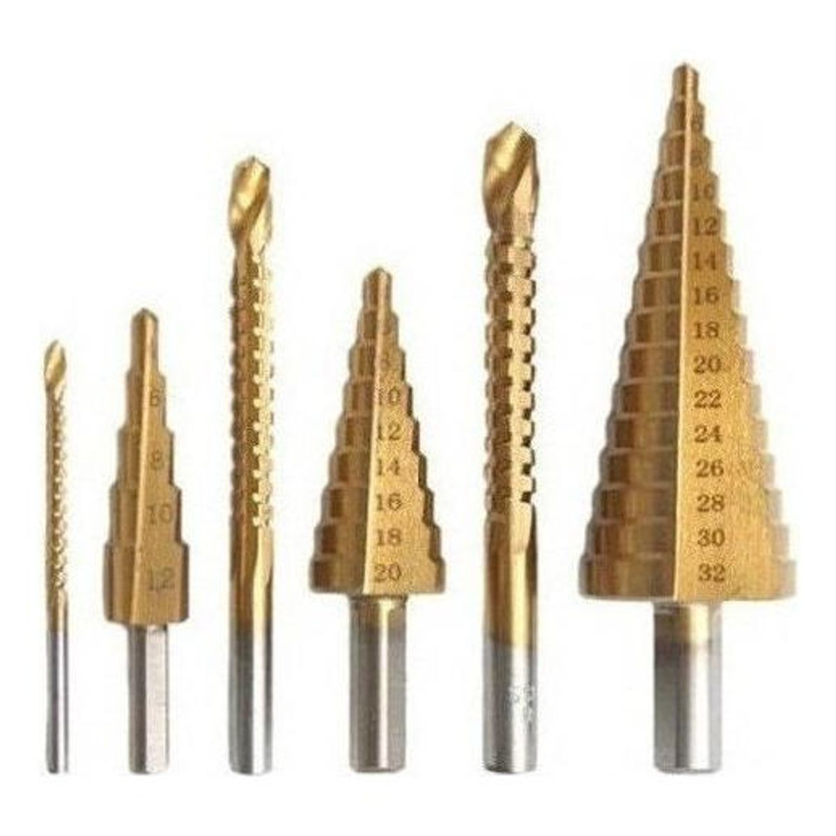 GENERICO - Juego de 6 Brocas de Sierra Escalonada de Acero de Titanio