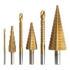 GENERICO - Juego de 6 Brocas de Sierra Escalonada de Acero de Titanio