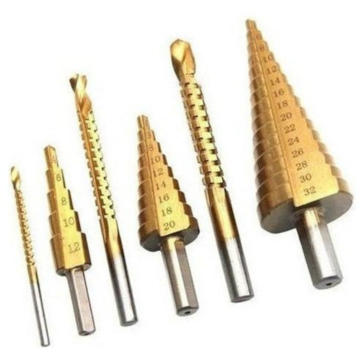 GENERICO - Juego de 6 Brocas de Sierra Escalonada de Acero de Titanio
