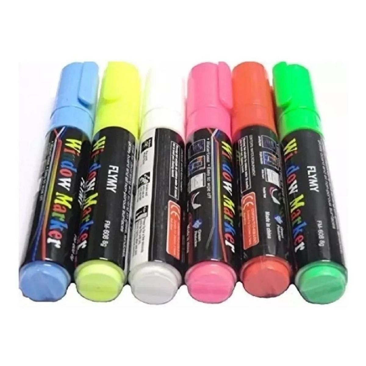 GENERICO - Kit de 6 Plumones de Tiza Líquida para Pizarra y Vidrio