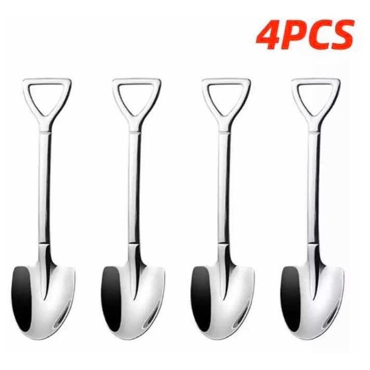 GENERICO - Juego de Cucharas de Postre en Forma de Palas - 4 Piezas