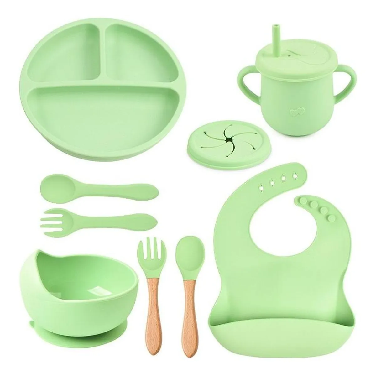 GENERICO - Set de Alimentación Antideslizante de Silicona 9 Piezas