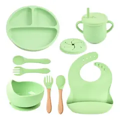 GENERICO - Set de Alimentación Antideslizante de Silicona 9 Piezas