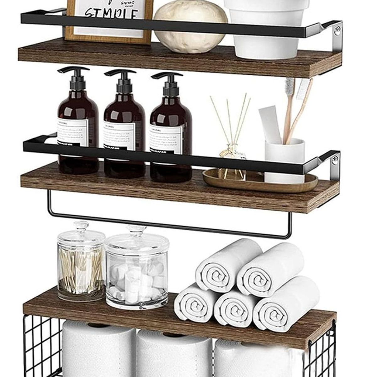 GENERICO - Set de 3 Repisas Flotantes de Madera y Metal