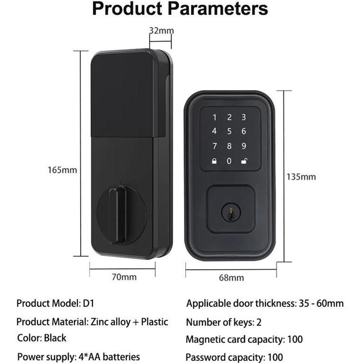 GENERICO - Cerradura Electrónica Inteligente con Huella Digital y Clave