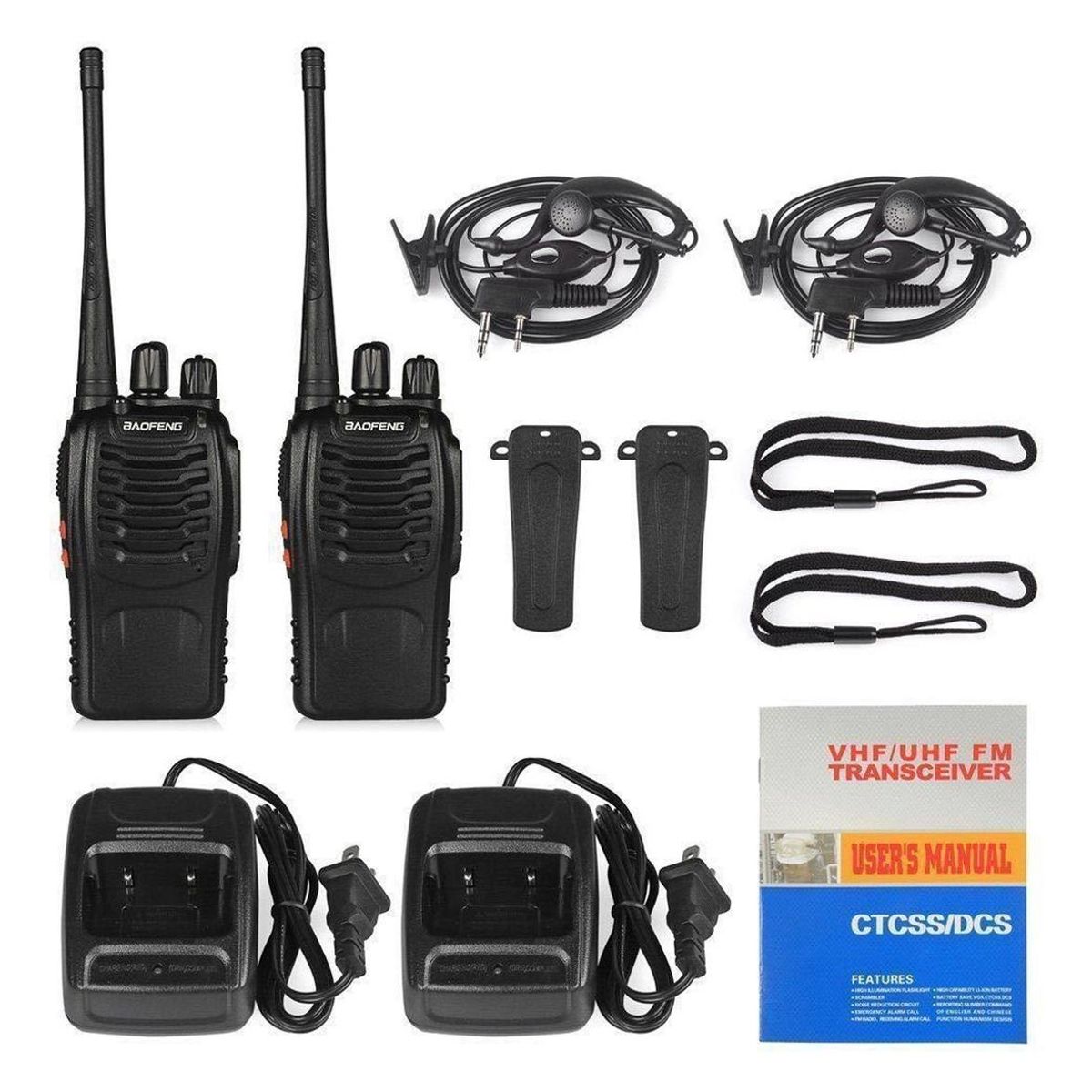 GENERICO - Pack de 4 Radios Walkie Talkie Manos Libres 5W