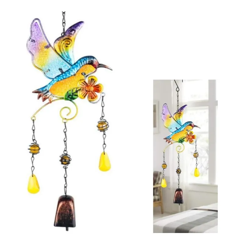 GENERICO - Colgante de Jardín Colibrí en Vidrio y Cobre