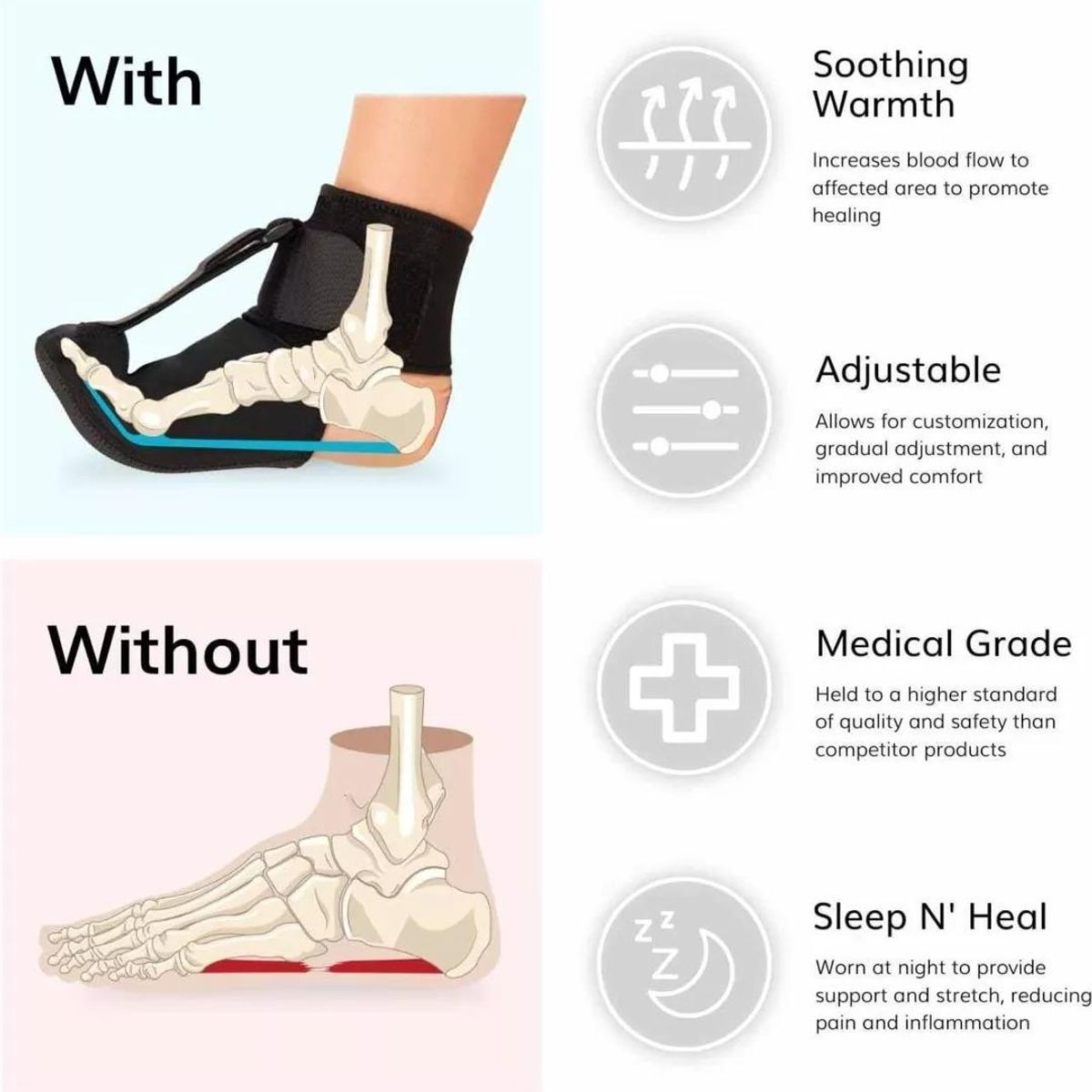 GENERICO - Calcetín de Noche para Alivio de Fascitis Plantar.-