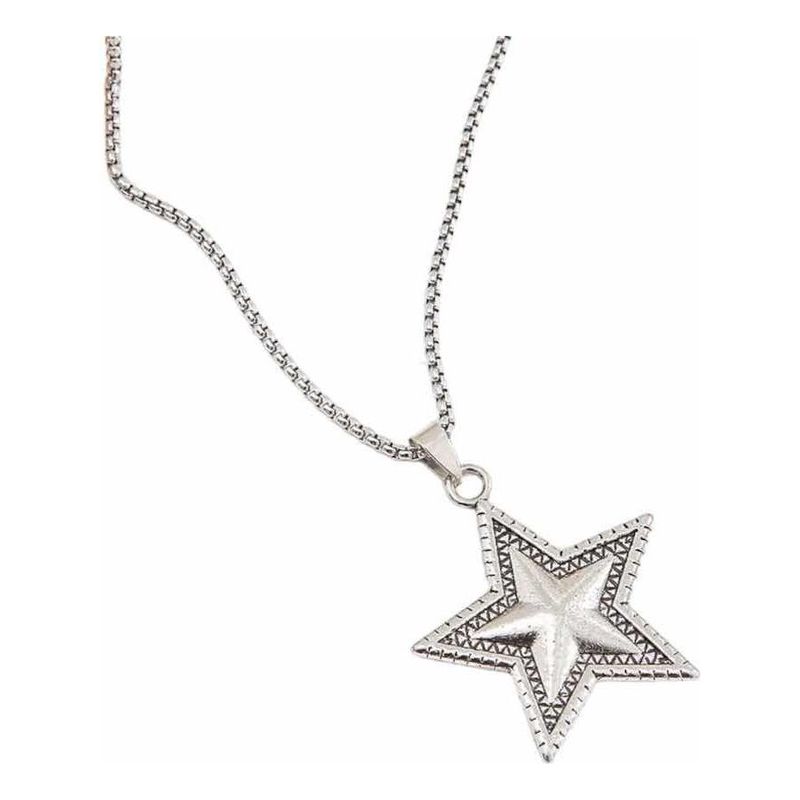 GENERICO - Collar Grande de Estrella Rústica en Acero Inoxidable