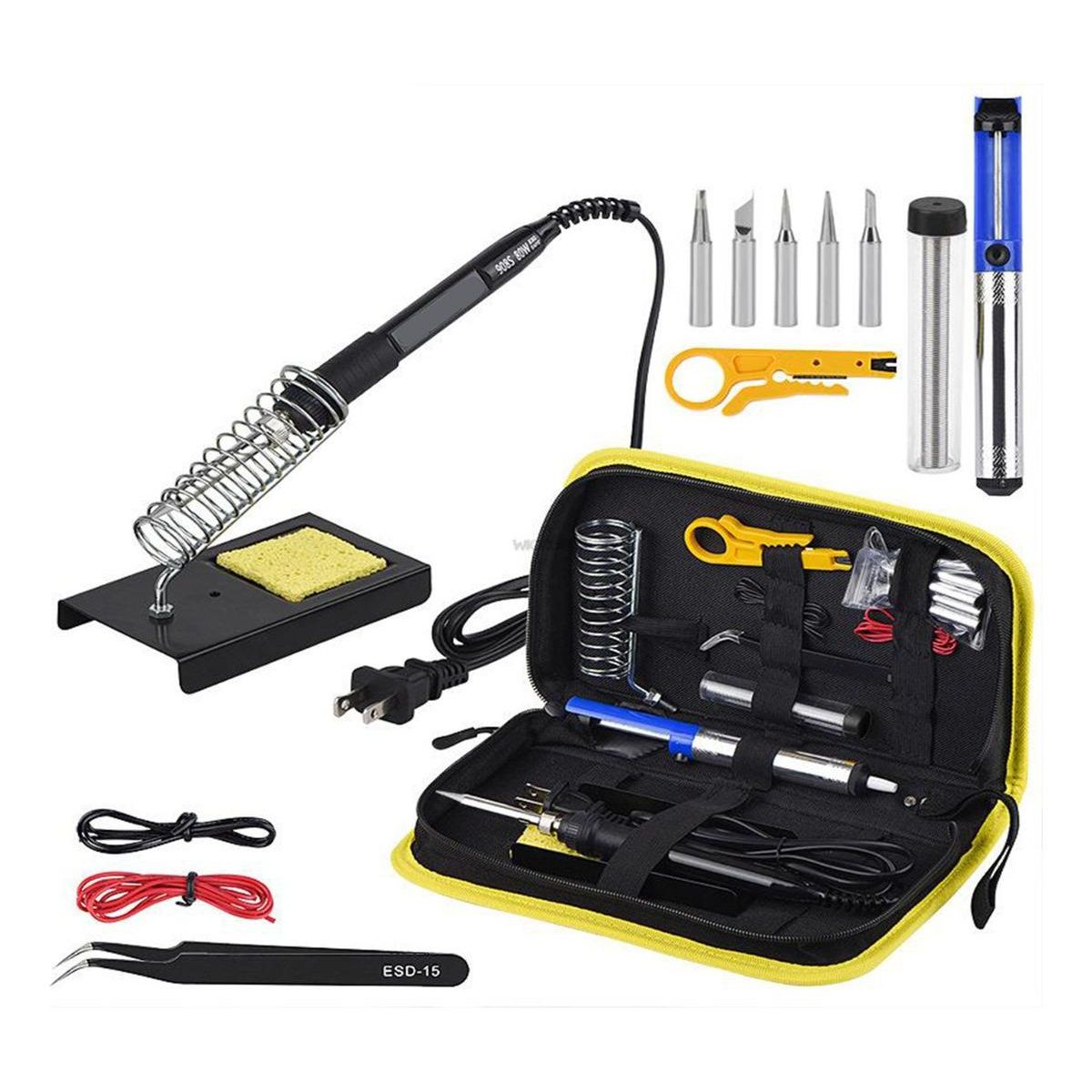 GENERICO - Kit Completo de Soldador Cautín 60W con Puntas y Accesorios