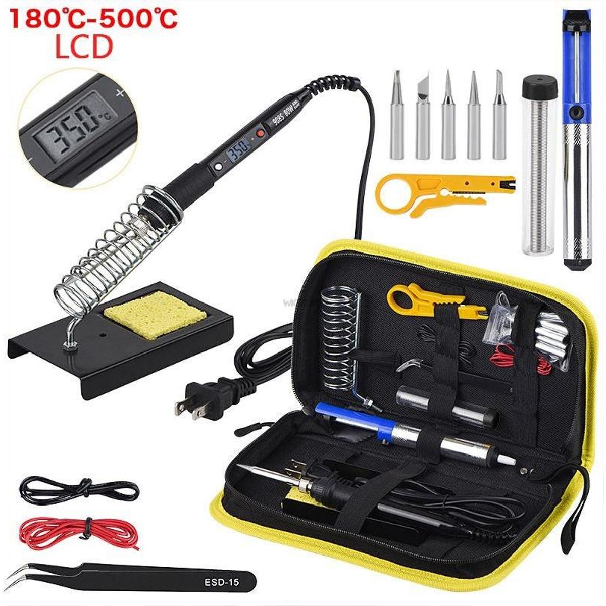 GENERICO - Kit Completo de Soldador Cautín 60W con Puntas y Accesorios