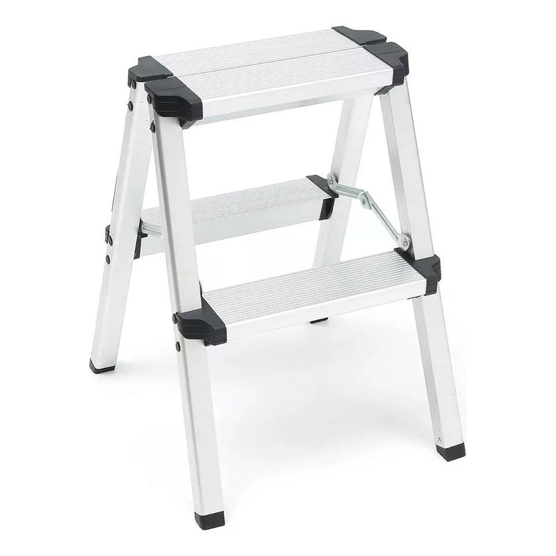 GENERICO - Escalera Plegable de Aluminio 2 Peldaños Compacta Blanca