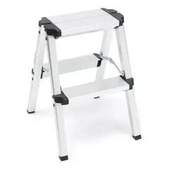 GENERICO - Escalera Plegable de Aluminio 2 Peldaños Compacta Blanca