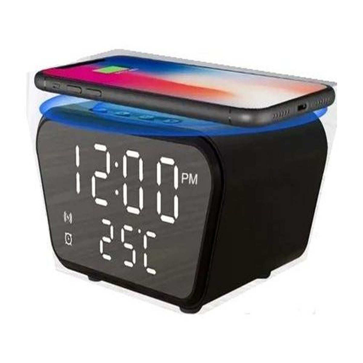 GENERICO - Reloj Despertador Digital con Cargador Inalámbrico y Termómetro
