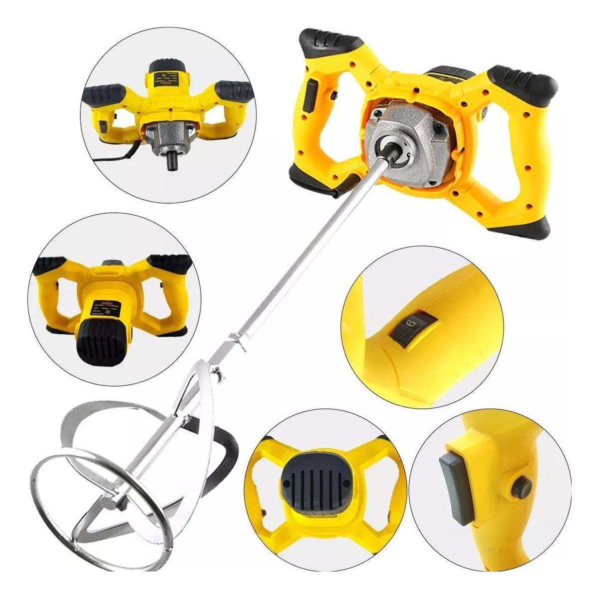 GENERICO - Mezclador Eléctrico para Cemento y Pintura 1200W 220V