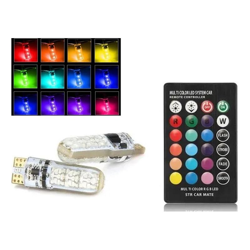 GENERICO - Ampolleta LED T10 Multicolor RGB con Control Remoto