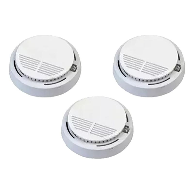 GENERICO - Pack de 3 Detectores de Humo Inalámbricos a Batería de 9V