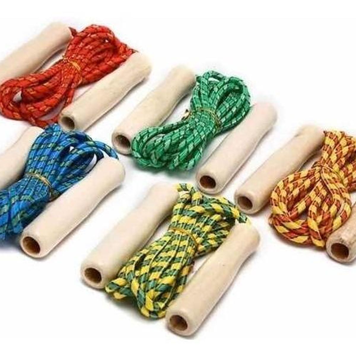 GENERICO - Cuerda para Saltar con Mango de Madera Color Aleatorio