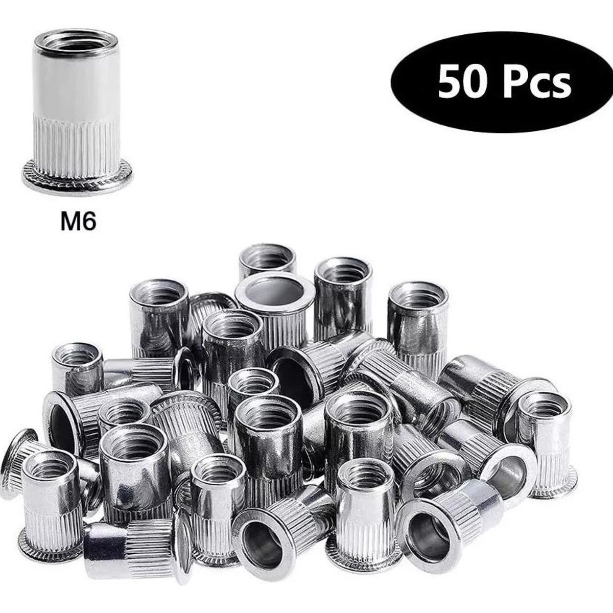 GENERICO - Pack de 50 Tuercas Remachables M6 de Acero