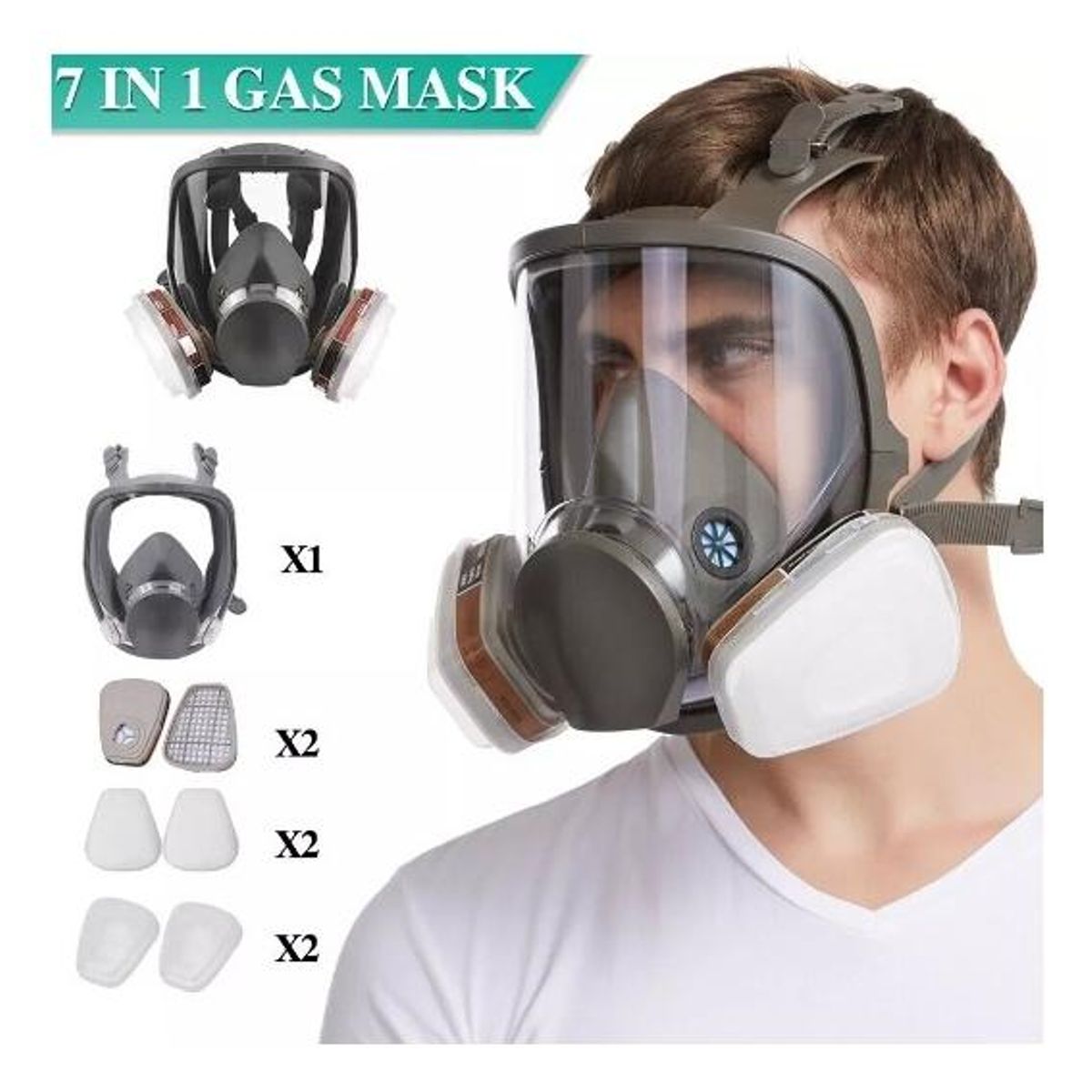 GENERICO - Máscara de Gas Completa con Filtros para Protección Industrial