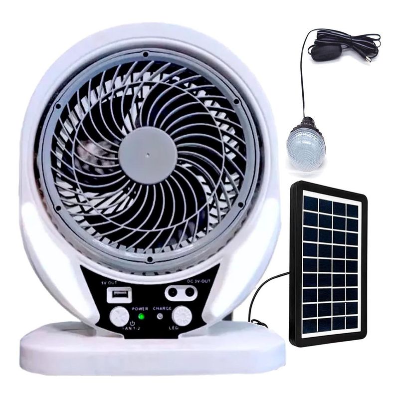 GENERICO - Ventilador Portátil Solar Recargable con Luz LED