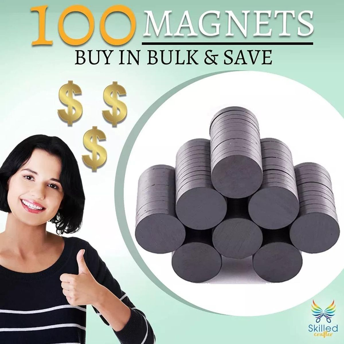 GENERICO - Imanes Redondos de Neodimio 100 Unidades 20 x 3 mm