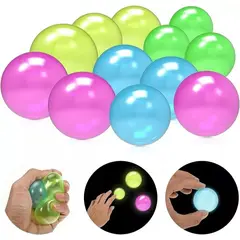 GENERICO - Pelotas Fluorescentes Pegajosas - Pack 12 Unidades