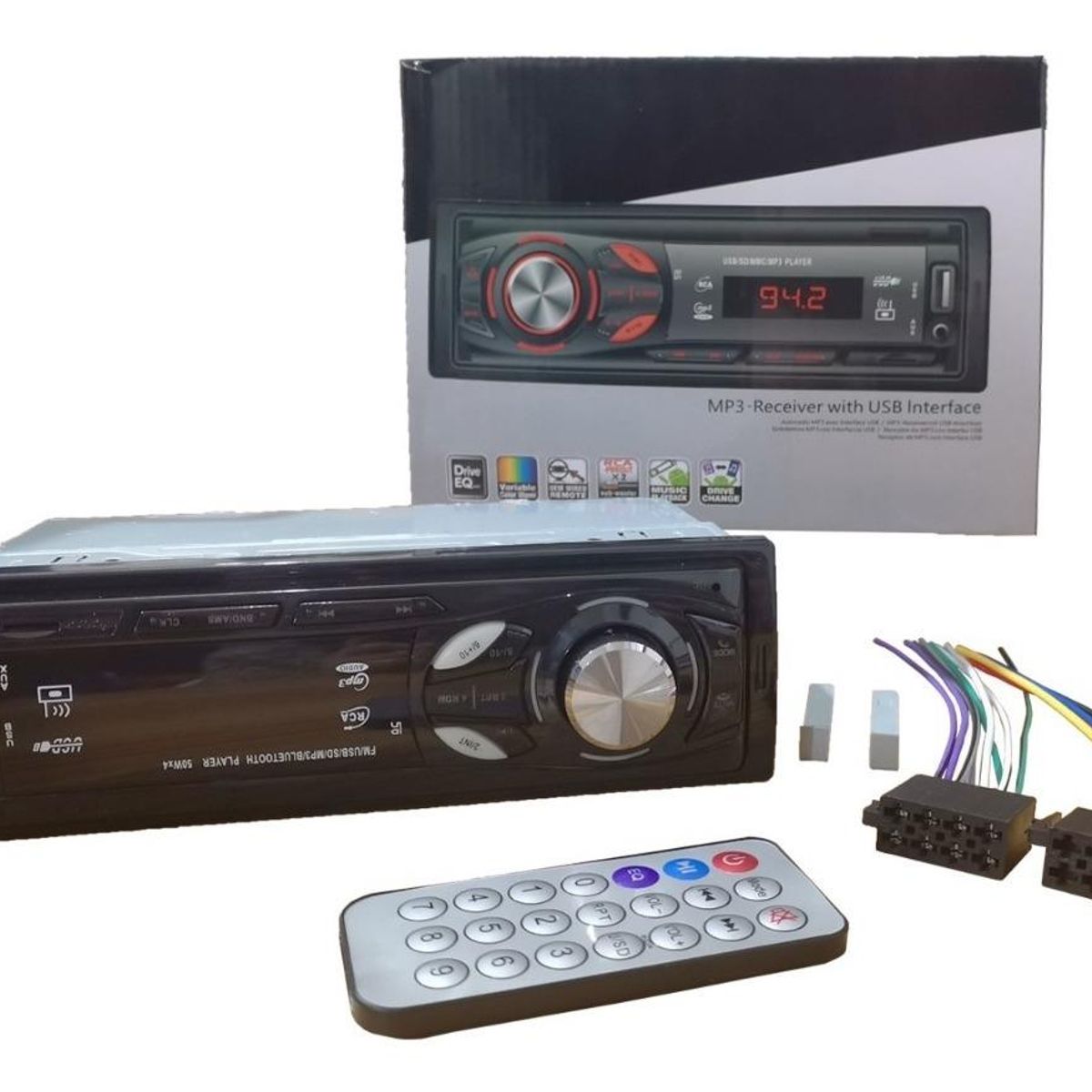 GENERICO - Radio de Auto Bluetooth con USB SD y Control Remoto