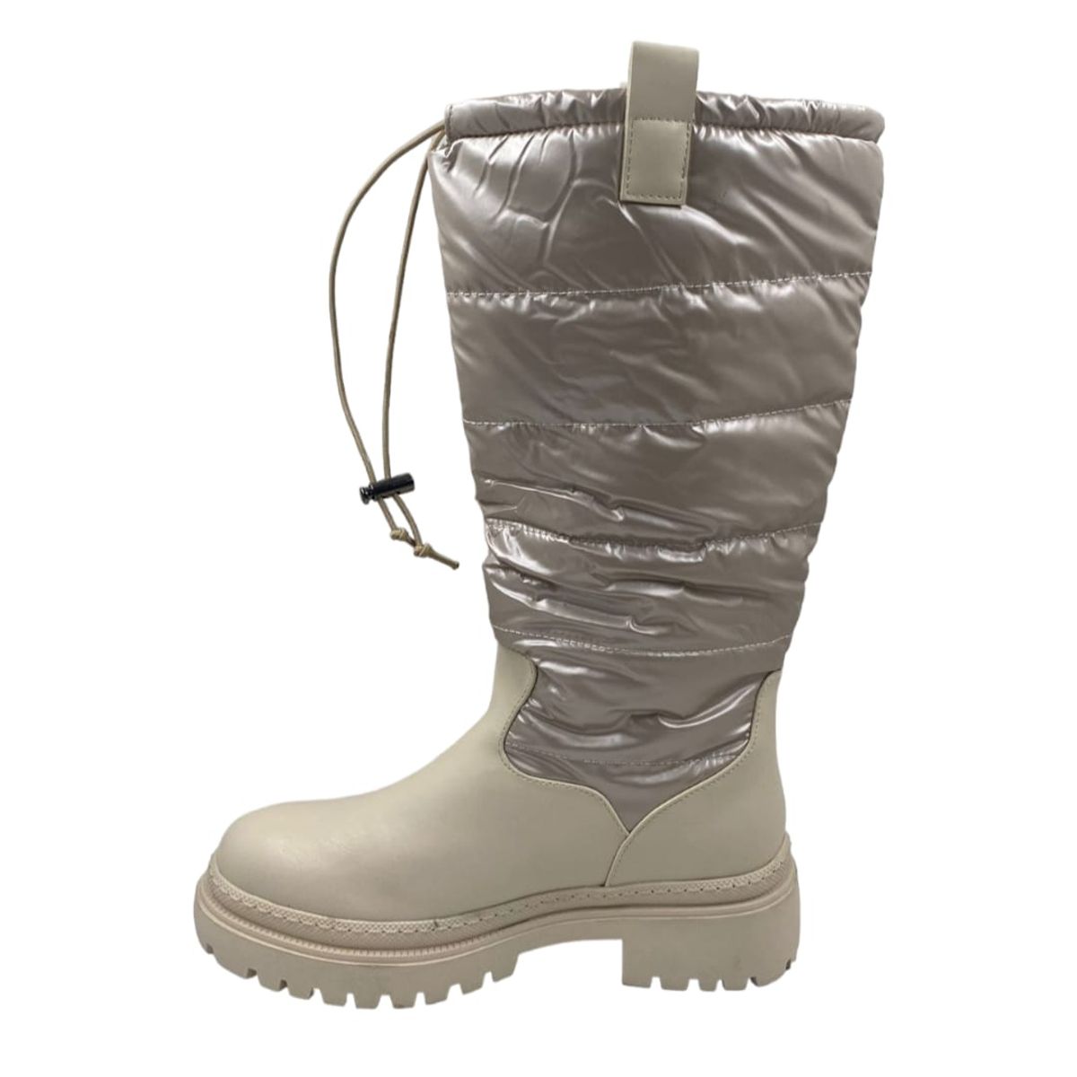 HERIEL - Botas Puffer Negro y Beige Mujer