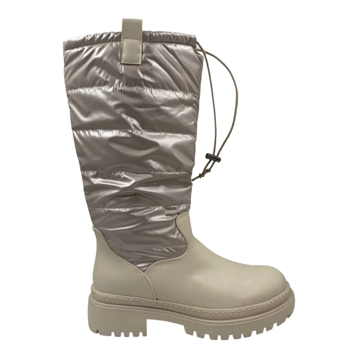 HERIEL - Botas Puffer Negro y Beige Mujer