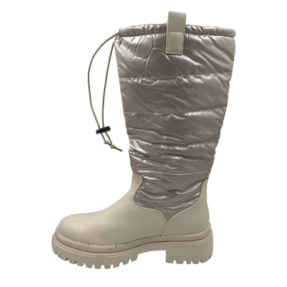 HERIEL - Botas Puffer Negro y Beige Mujer