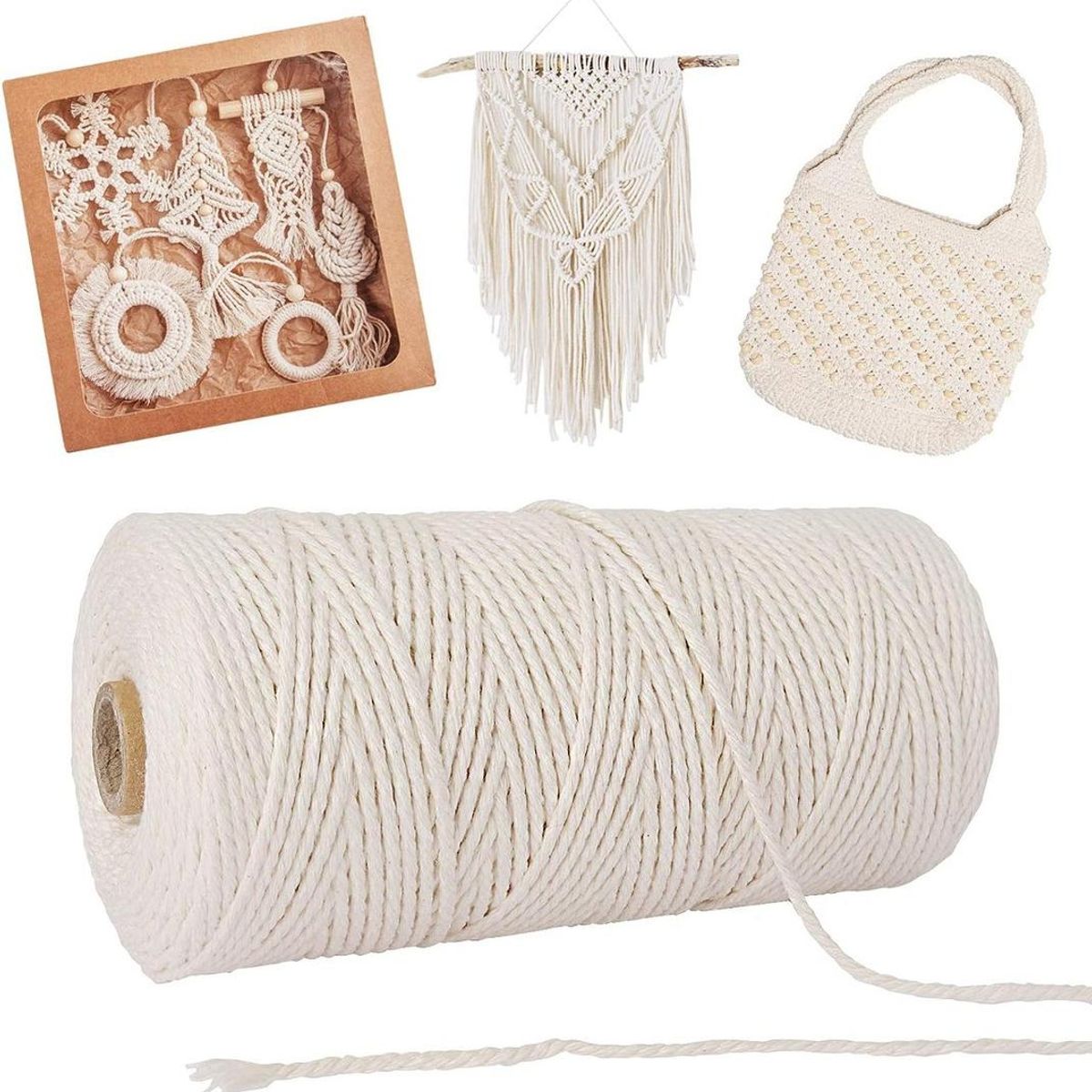 GENERICO - Cordón de Macramé Torcido 3mm de 220 Metros 100% Algodón