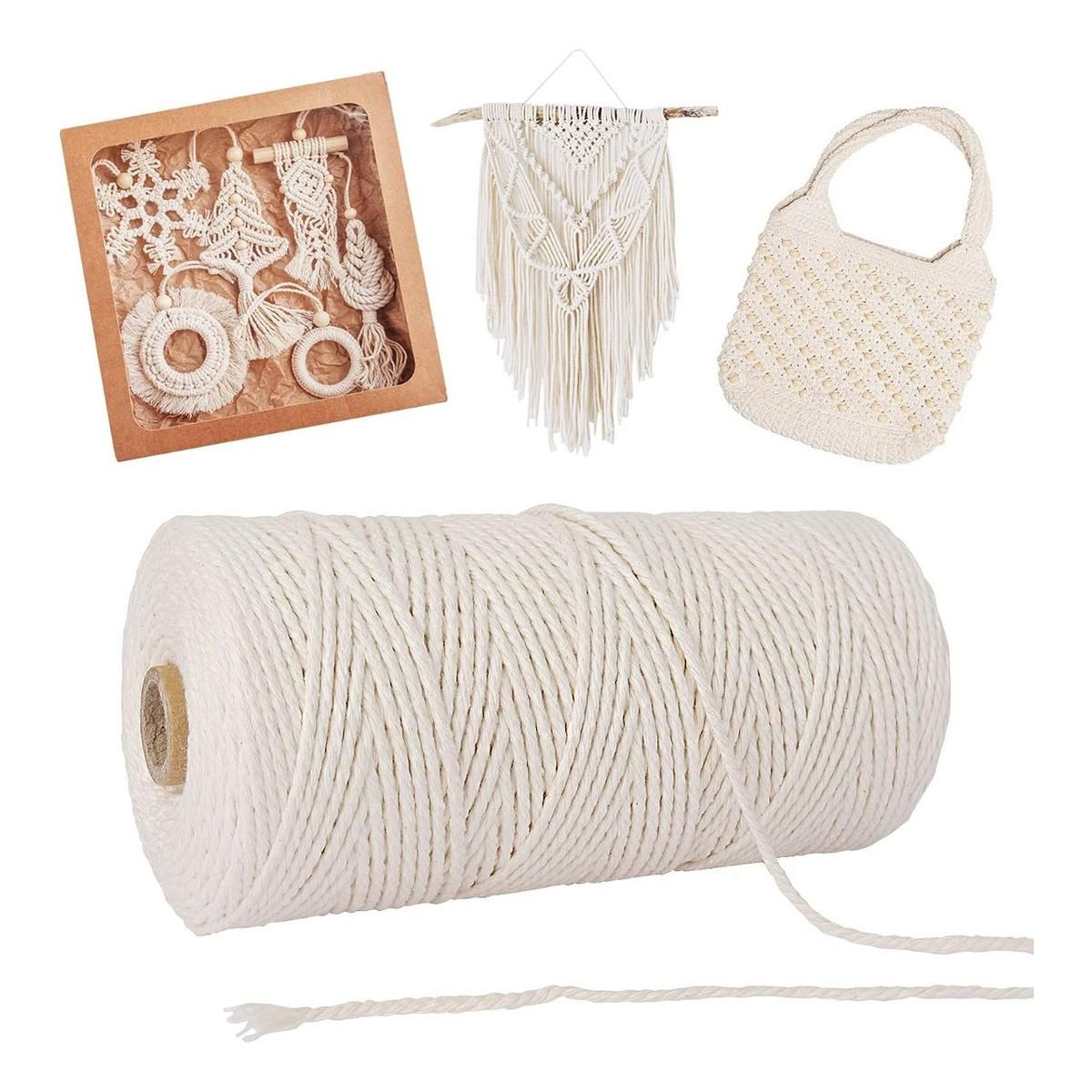 GENERICO - Cordón de Macramé Torcido 3mm de 220 Metros 100% Algodón