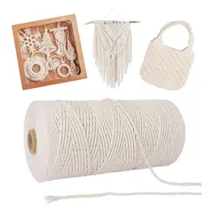 GENERICO - Cordón de Macramé Torcido 3mm de 220 Metros 100% Algodón