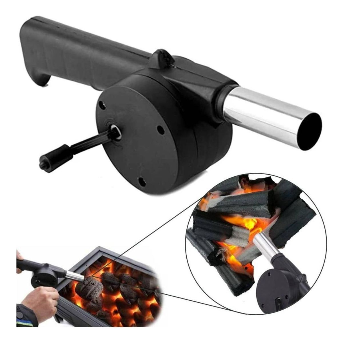 GENERICO - Soplador Manual para Parrilla Encendido Rápido de Carbón