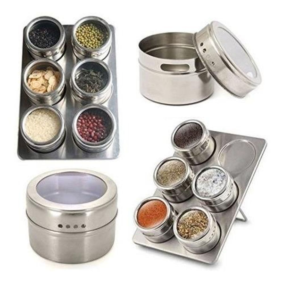 GENERICO - Set Organizador de Especias con 6 Frascos Magnéticos