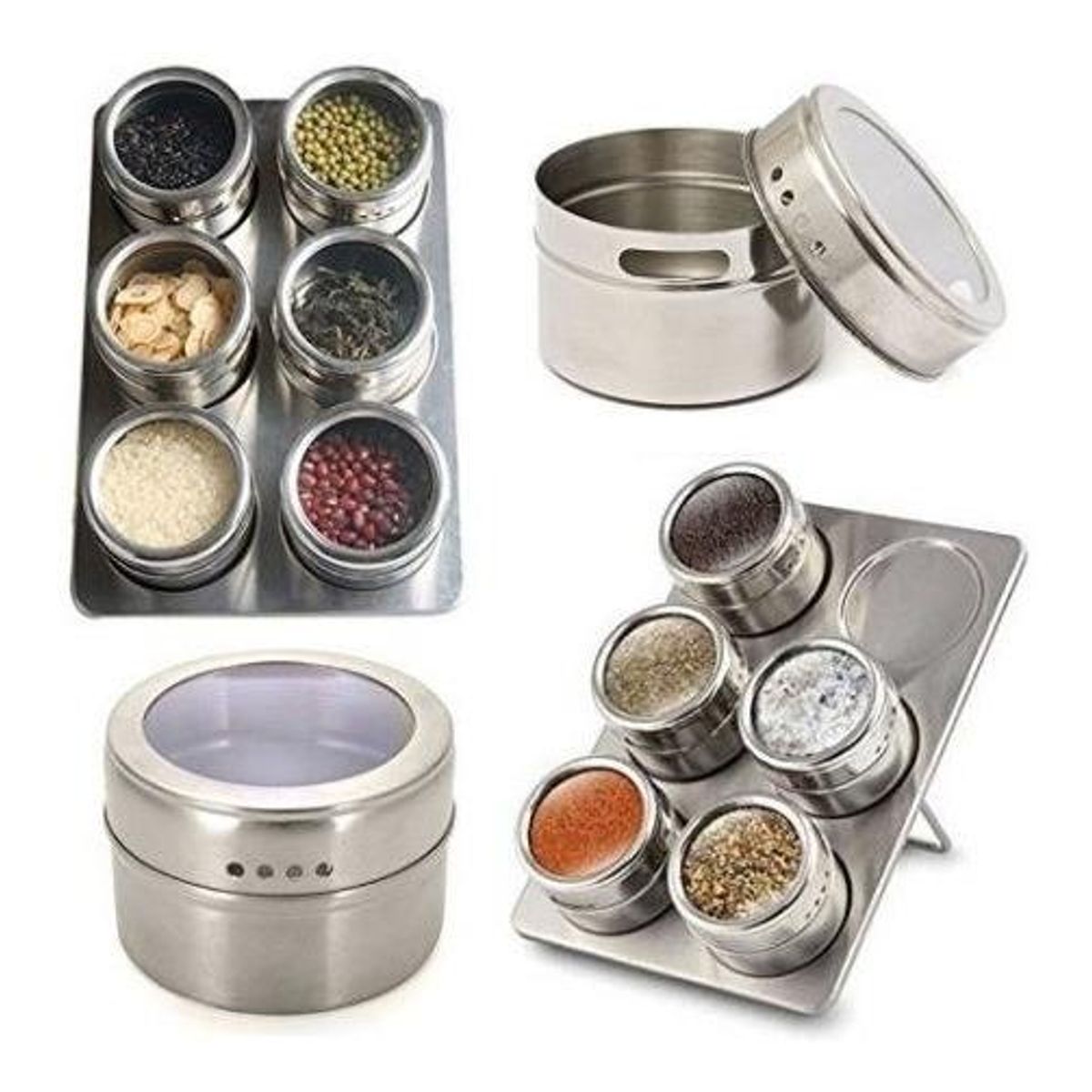GENERICO - Set Organizador de Especias con 6 Frascos Magnéticos