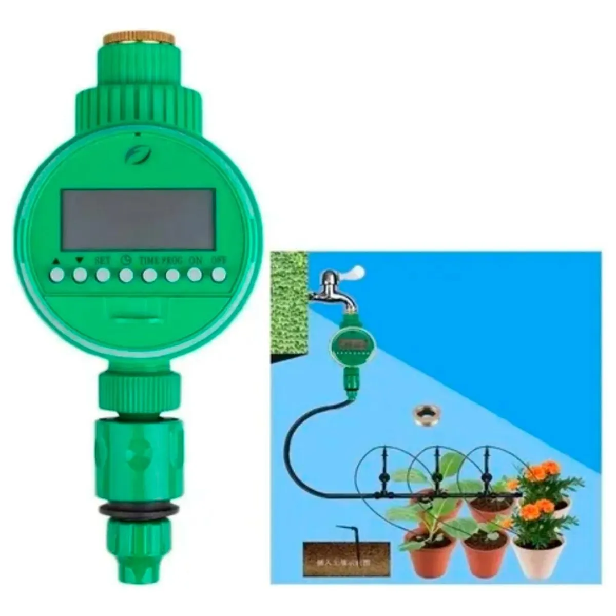 GENERICO - Temporizador de Riego Automático con Pantalla LCD Verde